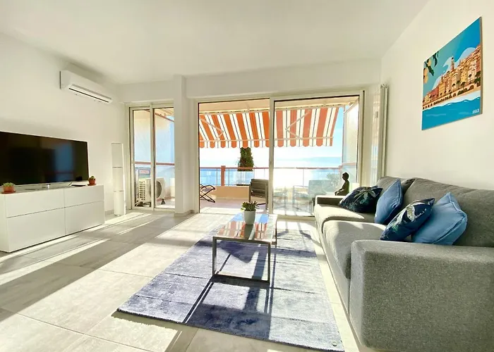 Le Vigia-vue Mer-terrasse-climatisation-parking * מנטון